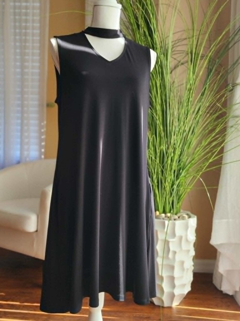 CP Established 1962 Black Choker Neck Swing Dress Size L